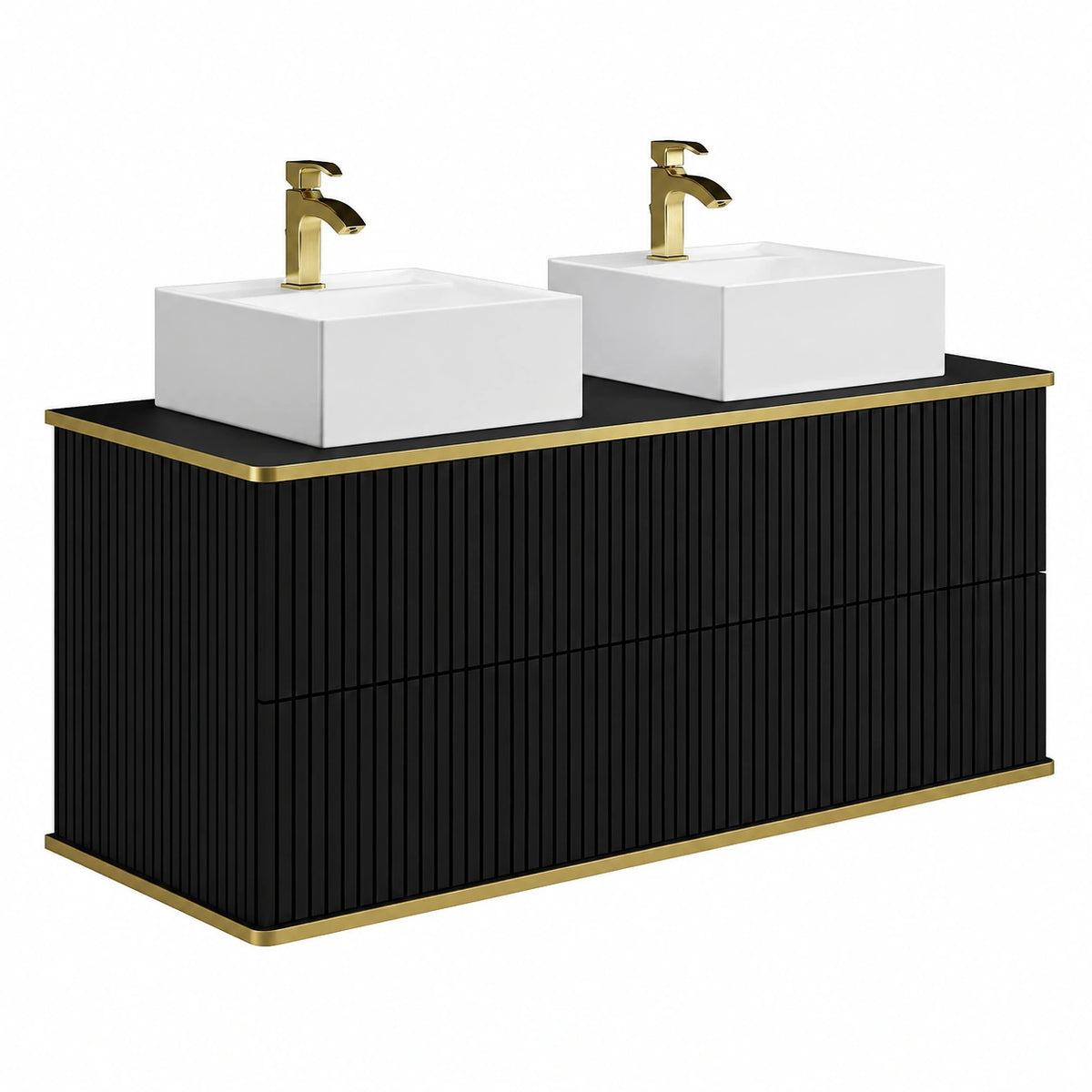 Ensemble de meubles de salle de bain, coloris noir et doré, pour la salle de bain