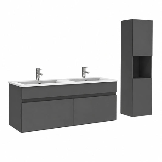 Ensemble de meubles de salle de bain, coloris anthracite, pour la salle de bain