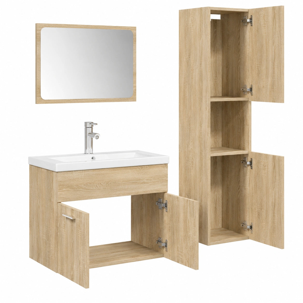 Armoire, 4 pièces, avec rangement, en chêne, pour la chambre