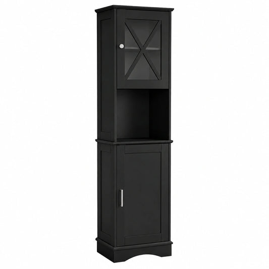 Armoire, réglable, avec rangement, avec étagères, coloris noir, 30 x 40 x 170 cm, pour la chambre