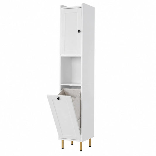 Armoire, à bascule, avec dispositif anti-basculement, coloris blanc, 30 x 30 x 181 cm, pour la chambre